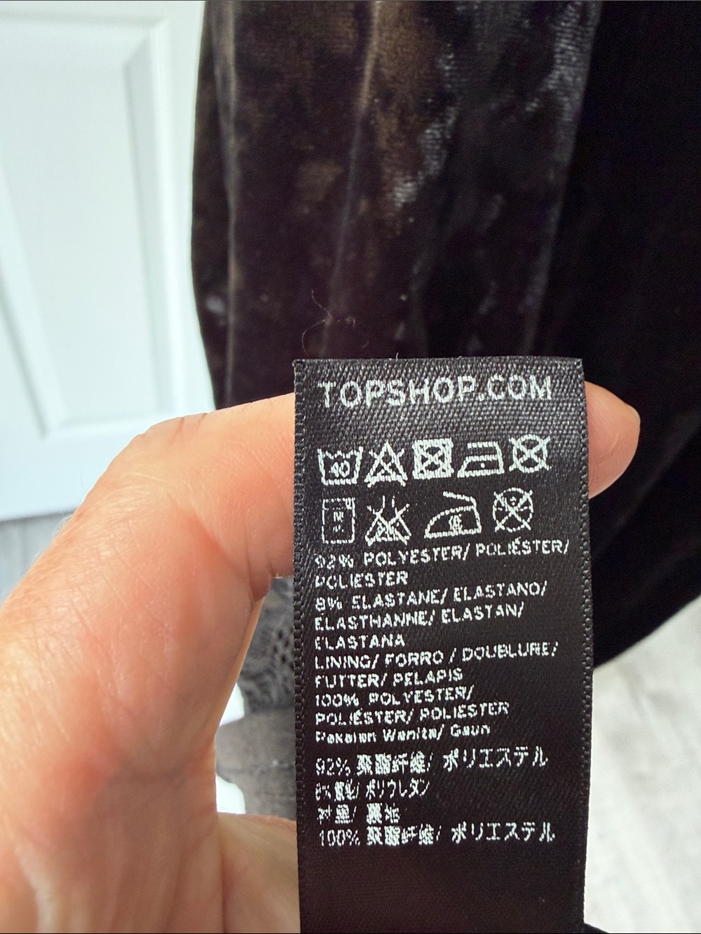 Topshop Black Crushed Velvet Lace-Trim Slip Dress, Size US6. - Picture 9 of 17